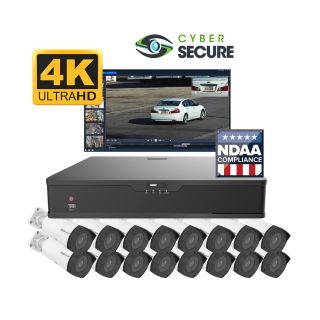 NDAA 16 Camera 4K Outdoor surveillance system with zoom and color night vision.