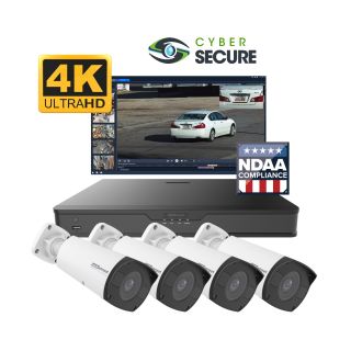 4K Video Surveillance System with 4 outdoor motorized zoom cameras