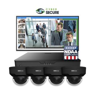 4 Camera Black Dome Security Camera System