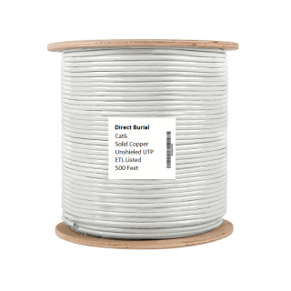 (DB-CAT6-500-White) 500' Spool Direct Burial Cat6e Outdoor Cable