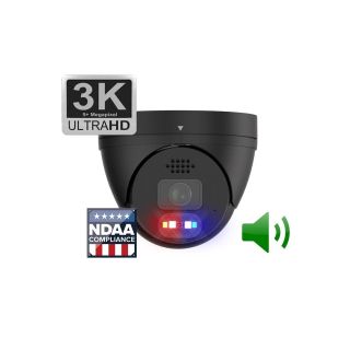 Black 3K Vnadal Dome Ip Security Camera With Wide Angle Lens