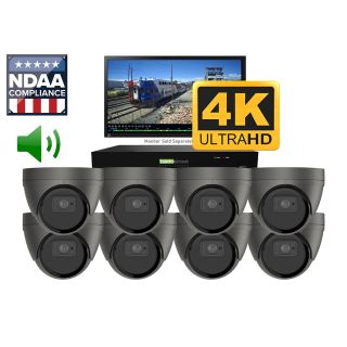 Black 8 camera Vandal Turret Dome Security Camera System